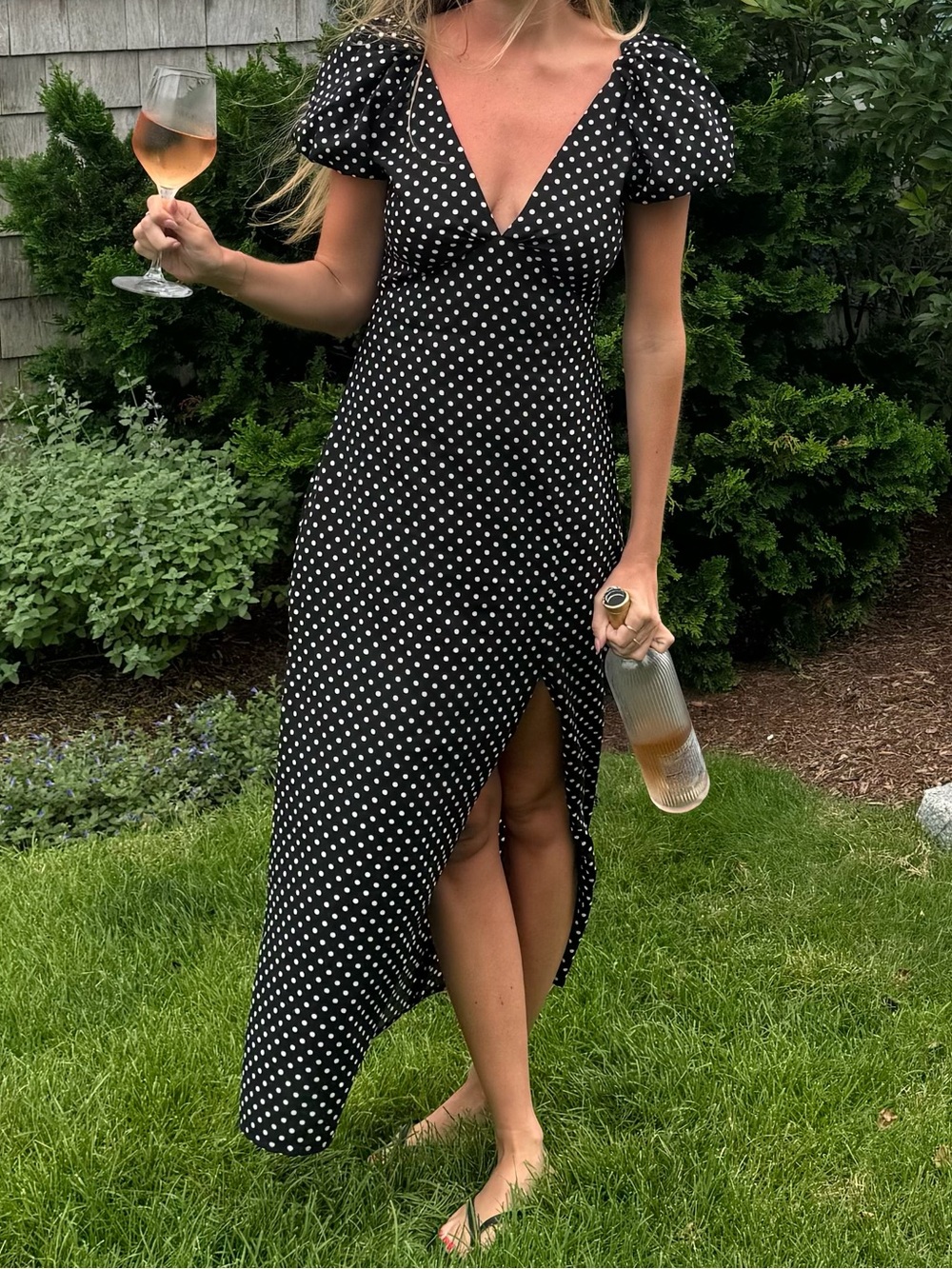 Black Polka Dot Midi Dress